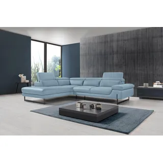 Egoitaliano Ecksofa »Queenie, extravagantes Sofa mit erstklassigem Sitzkomfort« mit verstellbarer Armlehne und Kopfteilen für Wohlfühlkomfort, blau