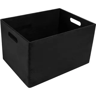 Creative Deco XXL Große Schwarz Holzkiste Obstkiste Korb Ostern | 40x30x24cm (+/-1cm) | mit Griffen | ohne Deckel | Hölzernen Kasten Holzbox Kiste Für Dokumente Wertsachen Spielzeuge Werkzeuge