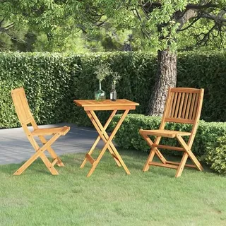 3-TLG. Garten-Essgruppe Klappbar Massivholz Akazie, Esstisch Mit Stühlen Set, Gartenmöbel Sitzgruppe, Balkon Möbel, Gartenlounge Set, Terrassenmöbel, Balkonmöbel Set - 3058254