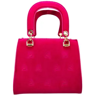 Alpenflüstern Trachtentasche Samt mit Hirschstickerei - Damen Handtasche, Schultertasche fürs Dirndl, Tasche zur Tracht, Dirndltasche mit Metallelemente (pink-fuchsia) DTA099