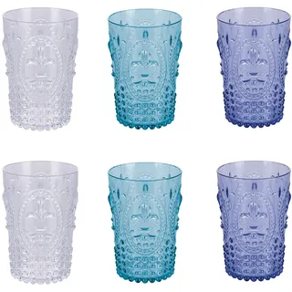 Villa d'Este Home Tivoli 5915225 Fashion Ocean Wasserglas, 400ml Kapazität, 6 Stück