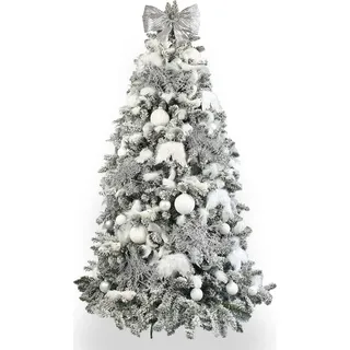 Geschmückter künstlicher weihnachtsbaum mit 90 Stk Kugeln SCHNEEKÖNIGIN  210 cm mit Metallständer - Bunt