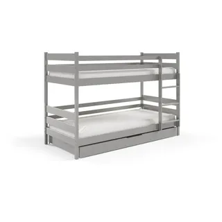 masseno Etagenbett Simba 80 x 160 cm Kiefer massiv Hellgrau