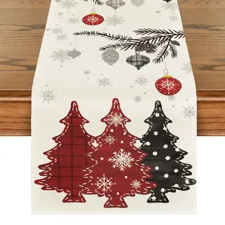 Artoid Mode Rot Bäume Weihnachtsdeko Weihnachten Tischläufer, Winter Christmas Küche Tisch Dekoration Drinnen Urlaub Party Dekor 40x100 cm