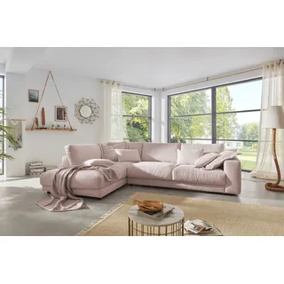 KAWOLA Ecksofa Madeline Cord Recamiere links rosa