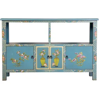 Fine Asianliving Chinesische Kommode chinesisches Sideboard chinesischer Schränke China Möbel Schrank Orientalischer Asiatischer 140x90x33 - Blau