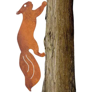 JACKANNA Gartendeko Rost Metall Rostiges Laufendes Eichhörnchen Einschrauben Holz Rostige SilhouetteDekoration Rost Deko Garten Kunst Gartenstecker Tierskulptur Baumpfahl (Eichhörnchen)
