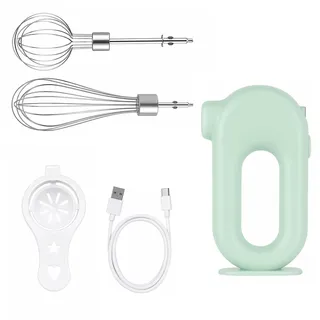 Elektrischer Schneebesen Kabellos, Handmixer mit 2 Rührbesen, USB Aufladbar | Kabelloser Handmixer, 1500mAh Abnehmbare Rührstäbe, 4 Gang Einstellbarer, Kompakt für Eier, Sahne und Backen
