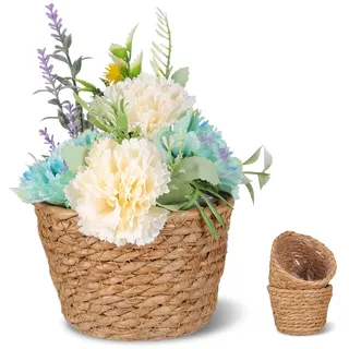 Kisangel 2 StüCk Pflanzenkorb Seegras, Handgewebte Seegras Blumentopf, üBertopf Geflochten Boho Mit Innenfutter, Kleine Dekorative PflanztöPfe Vielseitig füR Innen und AußEnbereich