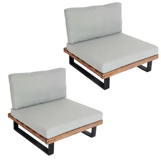 Mendler Lounge-Sessel 2er-Set hellbraun/beige