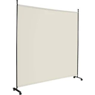 Fantask Raumteiler auf Rollen, Paravent Klappbar 1 teilig, Trennwand aus Stoff für mehr Privatsphäre und Flexibilität, Indoor & Outdoor (Beige)