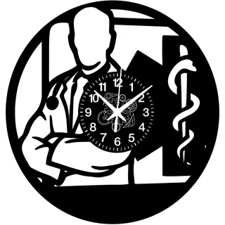 Instant Karma Clocks | Arzt Wanduhr – Medizin Deko für Praxis & Klinik | Geräuschlosem Quarzwerk | Geschenkidee für Küche, Schlafzimmer, Wohnzimmer