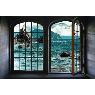 queence Wandsticker »Meer« Wandsticker, Wandbild, selbstklebend, 3D, Fenster, blau