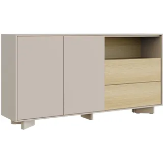 Selsey Kommode 156 cm Kaschmir Eiche Vicenza – Moderne Kommode mit 2 Schubladen und 2 Türen, Kommode Holz fürs Wohn- und Schlafzimmer, breites Sideboard Möbel mit Stauraum