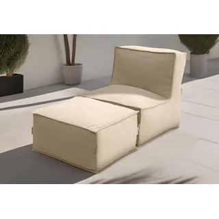 DOMO. collection Outdoor Sofa Wangerooge, Garten-Sessel und -Hocker wetterfest, Gartensofa, Gartenmöbel, Luftsack Garten, Gartenliege, 75 x 185 x 73 cm (BxTxH), beige