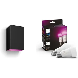 Philips Hue White & Color Ambiance Resonate Outdoor Wandleuchte (1.180 lm) & White & Color Ambiance E27 LED Lampen 2-er Pack (1100)