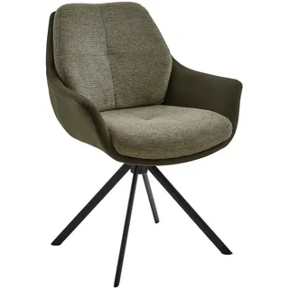 Valnatura Armlehnstuhl , Grün, Schwarz , Metall, Textil , Stativgestell , 62x83.5x65 cm , Stoffauswahl, Typenauswahl, Sitzfläche 360° drehbar, automatische Rückholfunktion , Esszimmer, Stühle, Polsterstühle