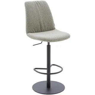 Johann Jakob Barhocker , Grau, Grün , Metall, Textil , Drehteller , 59x115.5-126x39 cm , Sitzfläche 360° drehbar , Esszimmer, Barmöbel, Barhocker