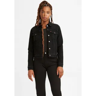 Jeansjacke LEVI'S "ORIGINAL TRUCKER", Damen, Gr. XS (34), schwarz (schwarz air), Web, Obermaterial: 86% Baumwolle, 13% Polyester, 1% Elasthan, figurbetont kurz, 1-Knopf-Manschette mit Schlitz, Jacken Jeansjacke, FRESH COLLECTION