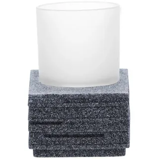 Sadena Zahnputzbecher , Grau , Kunststoff, Glas , Uni , 8x11.5x8 cm , Badaccessoires, Zahnputzbecher