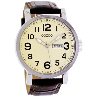 Oozoo Damen-Armbanduhr XL Analog Leder C4461 Darkbr. Croco/cr.