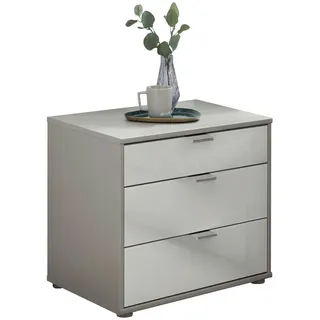 Dieter Knoll Nachtkästchen , Grau, Weiß , Glas, Holzwerkstoff , 3 Schublade(n) Schubladen , 40x48x43 cm , ISO 9001, Made in Germany , Typenauswahl, Soft-Close-System , Schlafzimmer, Nachtkästchen