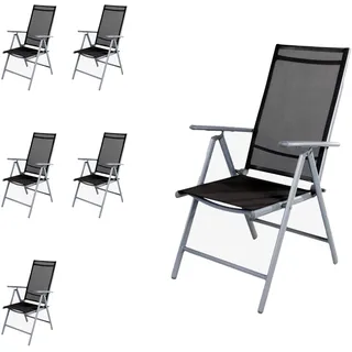 6 Stück Garten Klappstuhl Aluminium - Textilen Silbergrau/Anthrazit - Silber, Grau