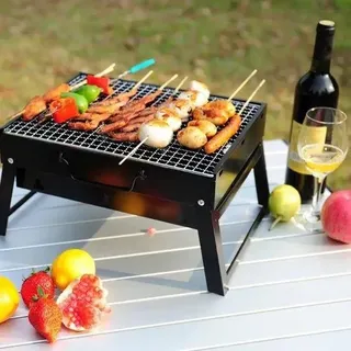 Kompakte Klappgrill aus Edelstahl schwarz 35x27x20 cm