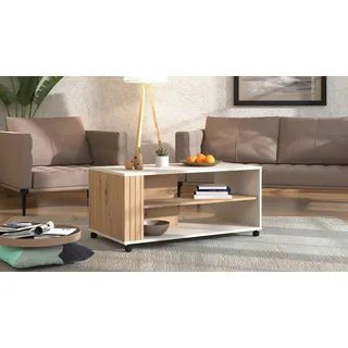 Home Affaire »Belfort Kaffetisch 100 cm, Stilvolles und zeitloses Design« mit rollen, mit zwei Ablageböden, in trendigen Farbkombination
