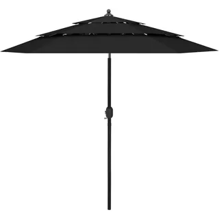 Sonnenschirm mit Aluminium-Mast 3-lagig Schwarz 2,5 m - Schwarz
