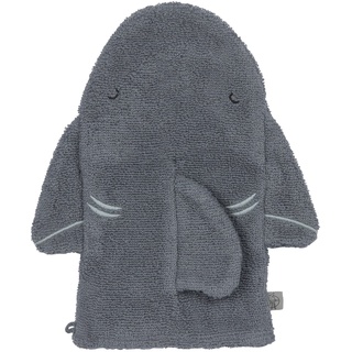 LÄSSIG Kinder Spiel-Waschhandschuh Waschlappen Frottier Stoff Baumwolle/Play Wash Glove GOTS Shark