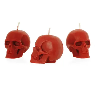 NKlaus - 3x Kerzenset Totenkopf Rot aus biologichem Bienenwachs - Gothik Kerze bunte Figurenkerze - Skull - Halloween - Ritualkerze Tropfkerzen 36313