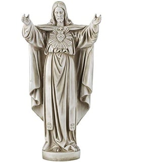 Design Toscano LY712152 Religiöse Gartenstatue Heiliges Herz, 25,4 cm breit, 55,9 cm hoch, handgegossenes Polyresin, antikes Stein-Finish