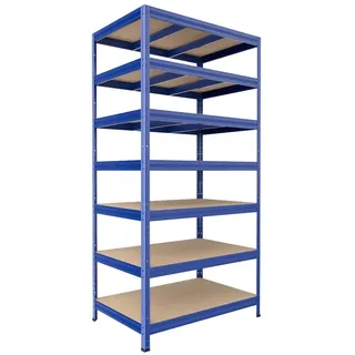 Garagenregal mit Holzböden Biedrax 35 x 120 x 210 cm blau - 7 Fachböden MDF