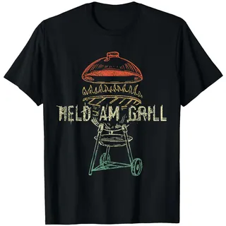 Herren Vater Held Grill Papa Grillschürze Lustig Grillen Vatertag T-Shirt