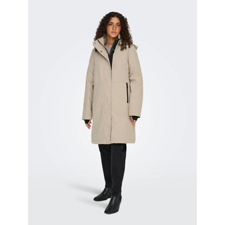 Parka ONLY "ONLKARA PARKA OS OTW", Damen, Gr. M, beige (humus), Web, Obermaterial: 100% Polyester, unifarben, Po-bedeckend, Jacken Parka
