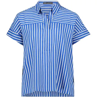 Klassische Bluse BETTY BARCLAY "Streifenbluse mit Kragen", Damen, Gr. 44, blau (blau, weiß), Obermaterial: 86% Viskose CV. 14% Polyamid PA., Blusen Klassische Bluse