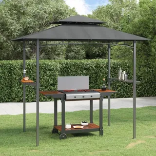 The Living Store Grillpavillon mit Seitenregalen Anthrazit 240x150x243 cm Stahl - Grau