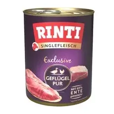 24x800g Pasăre pură Singlefleisch Exclusive RINTI Hrană umedă câini