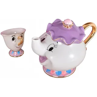 Die Schöne und Das Biest Teekanne Keramik Tassen Set Mrs. Potts Teekanne & Teegläser Set (Kanne & Tasse)