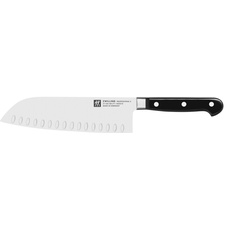 ZWILLING Professional S Santokumesser, Klingenlänge: 18 cm, Großes Klingenblatt, Rostfreier Spezialstahl/Kunststoff-Griff mit Nieten, Schwarz [Made in Germany]