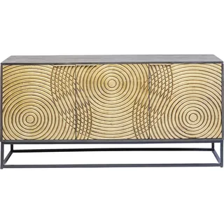 Kare Design Sideboard Circulo, Massivholz Sideboard, verziertes Sideboard groß, kunstvolles Sideboard, (H/B/T) 80x160x40cm, Gold