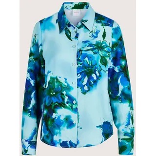 Langarmbluse MADELEINE "Hemdbluse Elegante Bluse mit Hemdkragen", Damen, Gr. 44, grün (mint, multicolor), Obermaterial: 100% Viskose CV., Modern, Blusen Langarmbluse