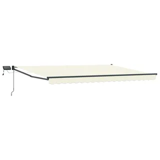 Manuelle Gelenkarmmarkise mit LEDs Creme und Anthrazit 5 x 3 m - Creme