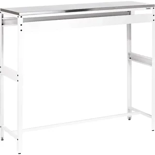 BELIANI Outdoor-Bartisch Weiß Stahl 120 x 40 x 105 cm mit Edelstahlplatte Modern Outdoor-Küchenmöbel für Garten Draußen Außenbereich - Weiß, Schwarz