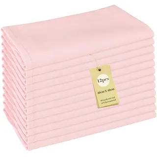 SUPAWAY 12 Stk Weich Polyester-Leinen Gemischt Abendessen Cloth Servietten, Leinenservietten 40x40cm Stoffservietten für täglichen Gebrauch Küche, Zuhause Familie Party Weihnachten Hochzeite, Hellrosa