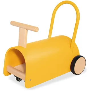 PINOLINO Enzo Kinder Lauflernwagen und Rutschauto, Holz, lebhaftes Gelb, für Kleinkinder ab 1 Jahr