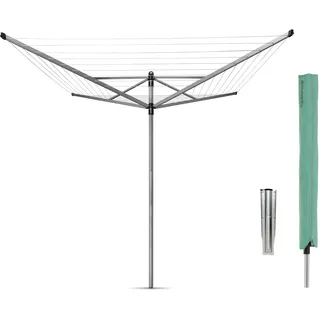 Brabantia - Lift-O-Matic drehbaren Wäschespinne - Reibungsloses Drehungen - UV-beständige Wäscheleine - Auch für Kleiderbügel - Metallic Grey - 295 cm