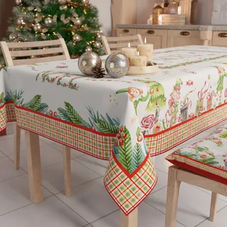 PETTI Artigiani Italiani - Weihnachtstischdecke, schmutzabweisend, rechteckig, für Weihnachten, Küche, Design Noel, X6 Plätze (140 x 180 cm), 100% Made in Italy