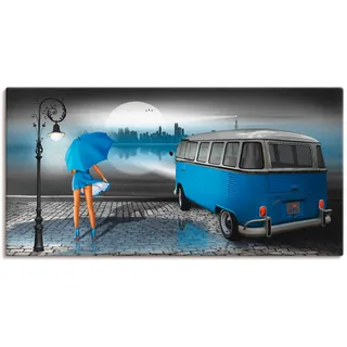 Artland Wandbild »Regennacht in Blau mit Bulli T1« Auto 1 Stk. tlg. als Leinwandbild, Poster, Wandaufkleber in verschied. Größen, blau